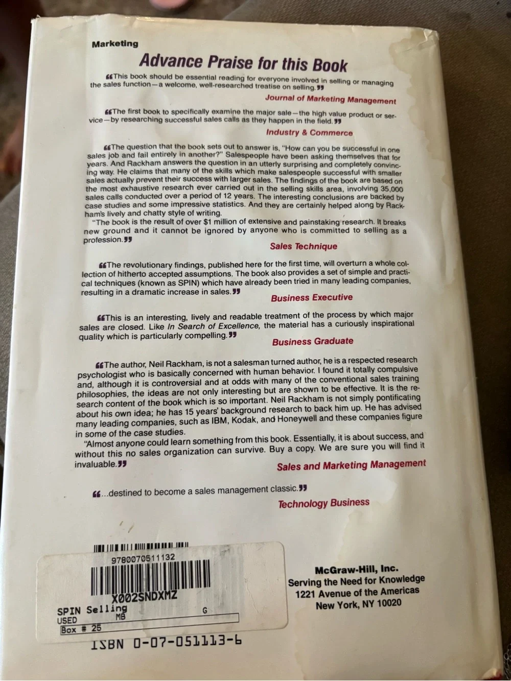 Neil Rackham SPIN Selling Hardcover Book - White & Red